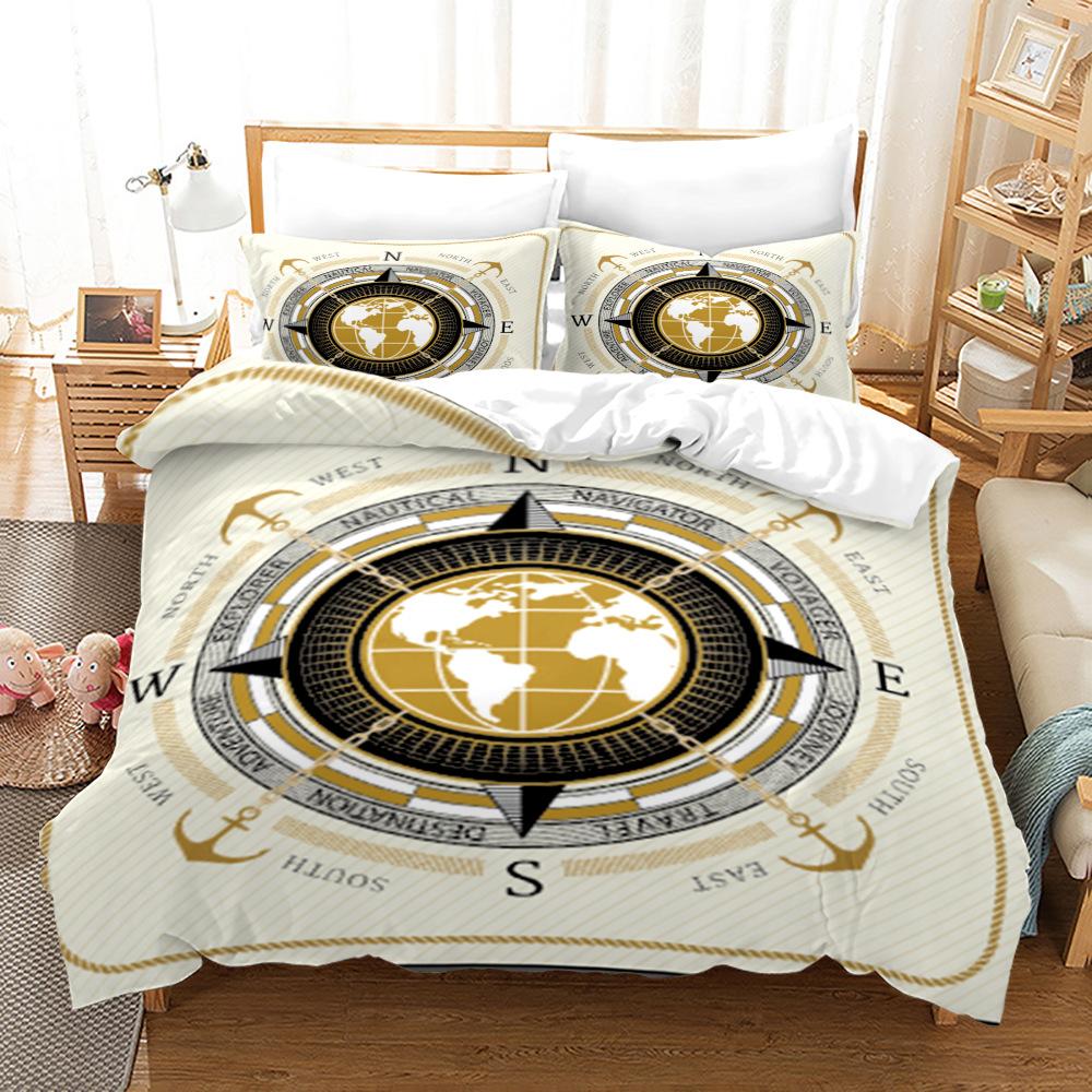 3D односпальная/двуспальная кровать, комплект постельного белья с якорем для комнаты мальчиков, пуховый пододеяльник, 2/3 шт. DE135 * 200, полноразмерный мягкий домашний текстиль из микрофибры