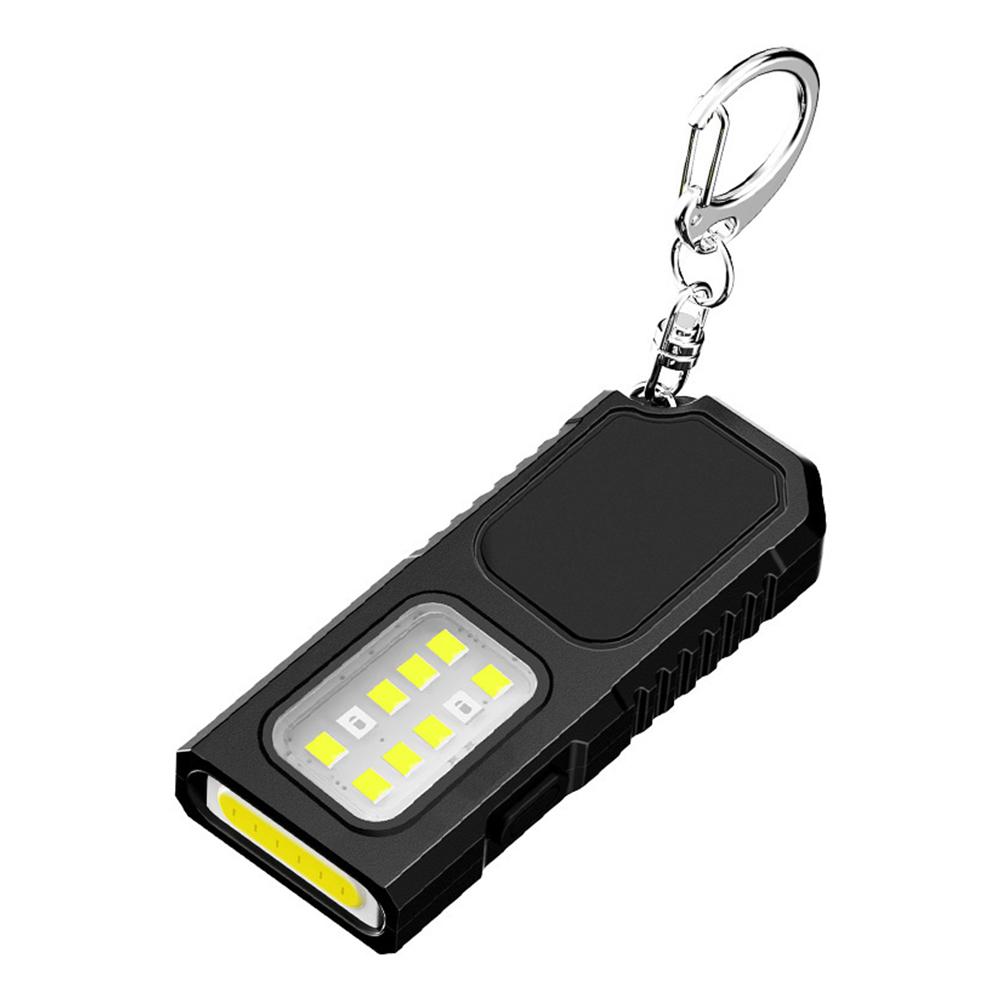 USB Rechargeable Multifunctional Keychain Flashlight Mini Work Light COB Keyring for Camping Walking Pocket Lamp