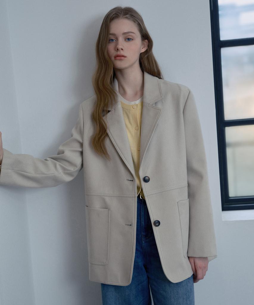 Mind Bridge Women [W] Oversized Suede Tailored Blazer