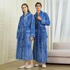 Men's and Women's Plus Size Thick Flannel Bathrobe with Simple Edging