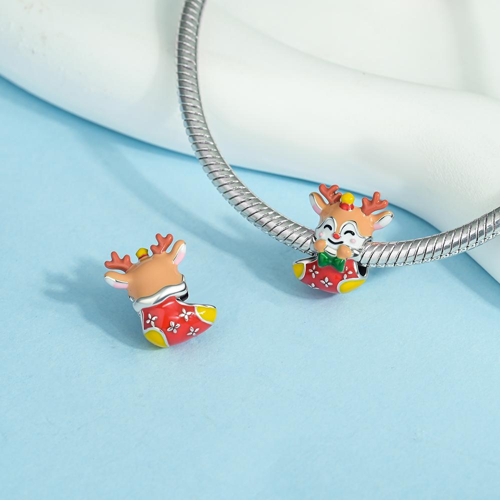 Медные Рождественские Подвески-Колокольчики Снежинка Олень Дом Бусина Снеговик Подвеска Подходят для Оригинального Браслета Ожерелья Ювелирные Изделия