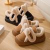 Модные женские зимние пушистые тапочки для дома, теплые комнатные туфли, милые мультяшные ушки, мягкий мех, нескользящие, для дома, улицы, повседневной ходьбы, хлопковые туфли