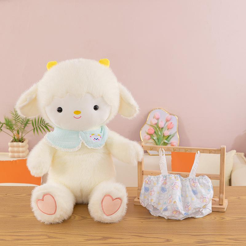 Flower clothes lamb doll cloud cashmere toy children soothing sleeping doll sheep doll