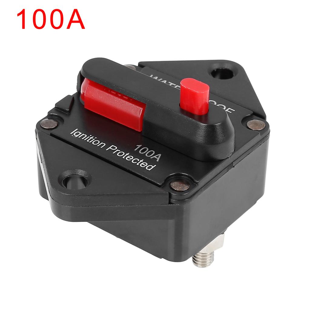 X Autohaux Waterproof Auto Fuse Holder Inverter Circuit Breaker 20A 30A 40A 50A 60A 80A 100A 150A 200A Red Button Fuses for Cars