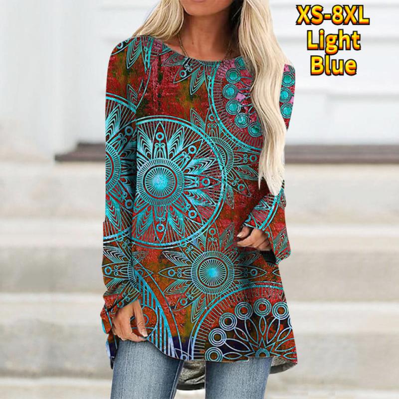 Long Sleeved Hoodie Spring and Autumn Animal Pattern Loose Women Bag Hip Crewneck Top XS-8XL