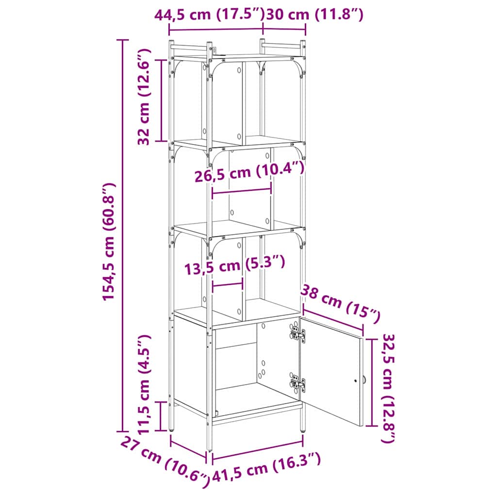 Bookshelf Artisan Oak 44.5 x 30 x 154.5 cm Particleboard