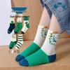 Детские носки из гребенного хлопка на осень/зиму 2025 - 5 пар, плотные, бесшовные, не скатываются, с дизайном зеленого динозавра