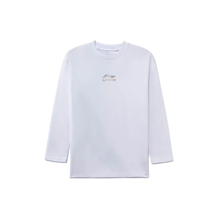 Футболка мужская с длинным рукавом и круглым вырезом Li Ning X Kong Shan Ji Collaboration с механическим факелом и принтом руки, белая AHSRC09-1
