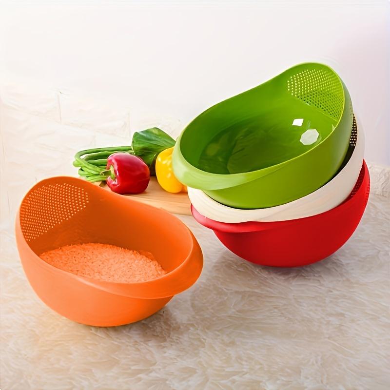 1 Pc Multifunction Plastic Rice Washing Strainer and Drain Basket for Fruit and Vegetable Cleaning, Kitchen Colander Tool
