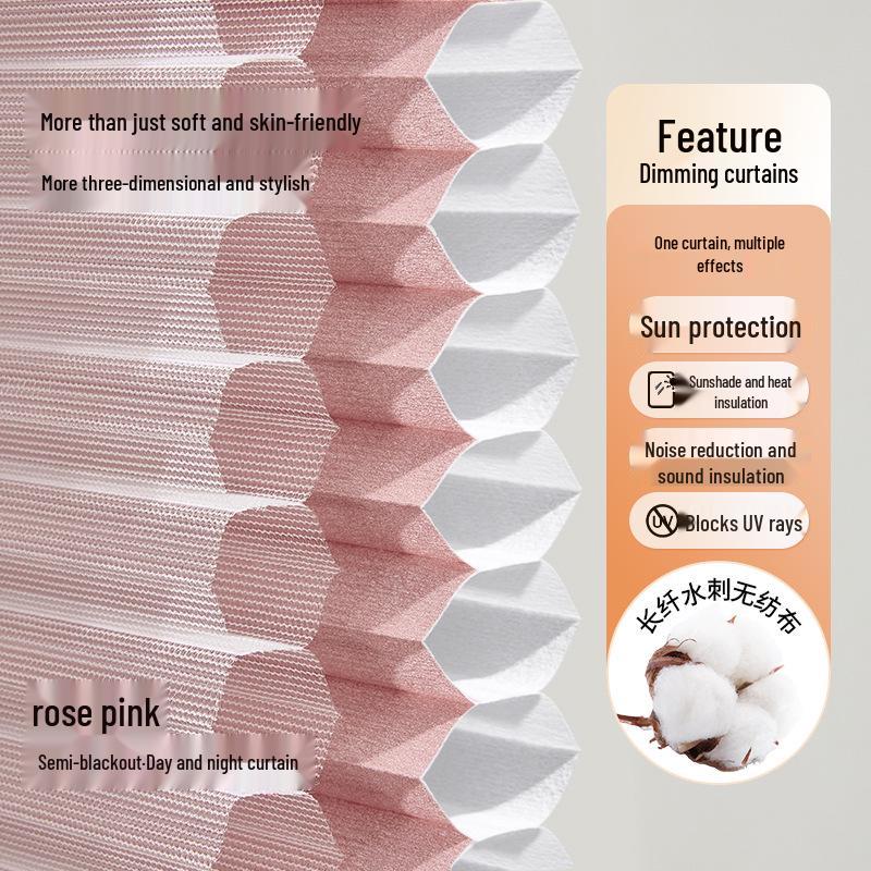 Punch-Free Day & Night Honeycomb Blinds: Heat-Insulating Full Light-Blocking Curtains for Bedroom, Living Room, and Study