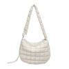 Stylish Puffer Quilted Satchel Women's Padded Lightweight Zippered Crossbody Shoulder Bag for Travel Shopping And Work White