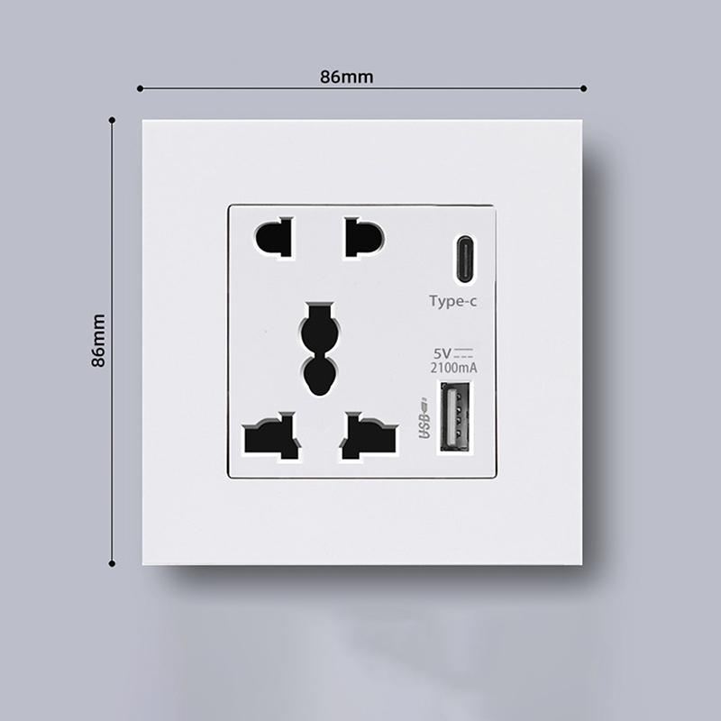 Power Supply 2100Ma Usb Socket International Panel 13A Uk Wall Type C Interface
