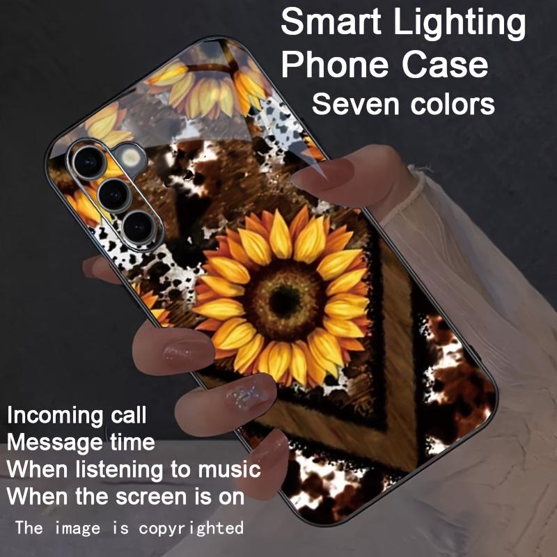 Светодиодная крышка для Samsung Galaxy S25 S24 S23 S22 Ultra Plus FE A35 A55 A15 A56 A16 5G Светящийся чехол для телефона из стекла с рисунком Бабочка и Дерево
