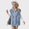 Summer 2024 Women's Fashionable Denim Sleeveless Waistcoat