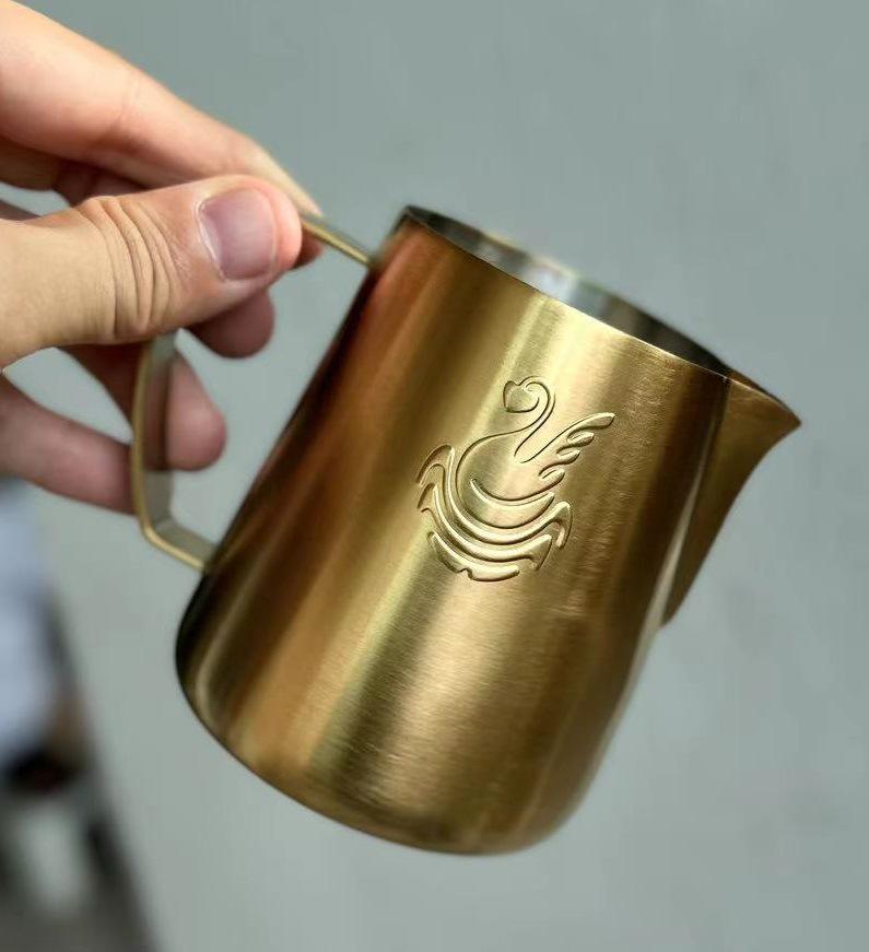 JIBBI Swan Latte Art Cup, 304 Stainless Steel, 400ml Milk Frothing Pitcher