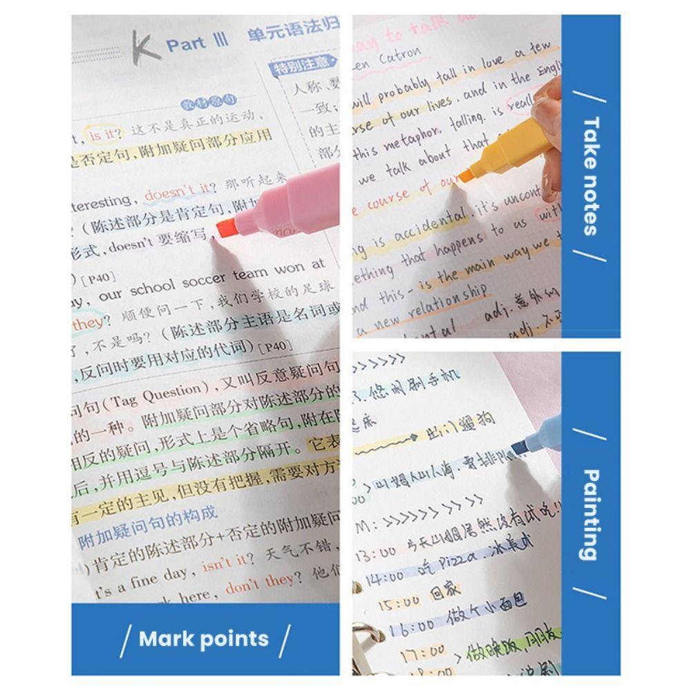 6PCS/Set Painting Graffiti Highlighter Pen Oblique Soft Tip Fluorescent Pen  Student Gift