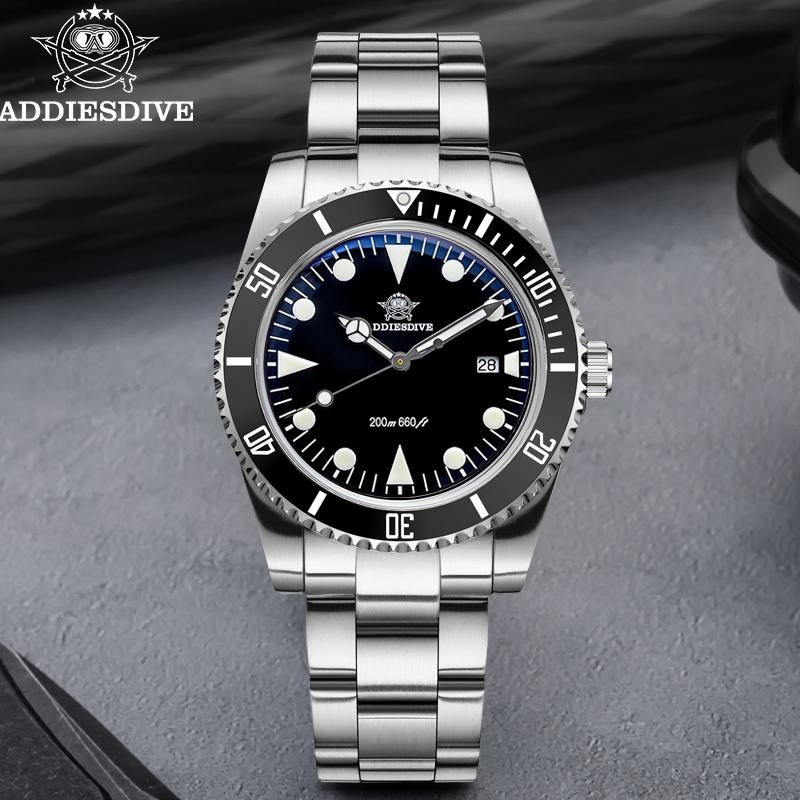 ADDIESDIVE New Men's Watches Luxury Quartz Watch Man Sport 200M Waterproof Luminous Date Dive Wristwatch AD2068 AR Coating Reloj