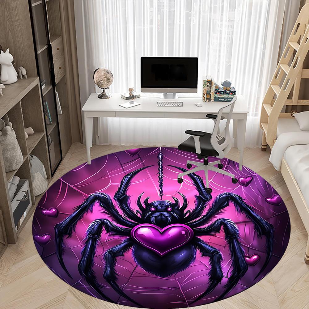 1PC Spider Web Office Round Area Rug, Mat Suitable For Office, Under Office Chairs Bedroom Living Room Home Decor, Room Deco