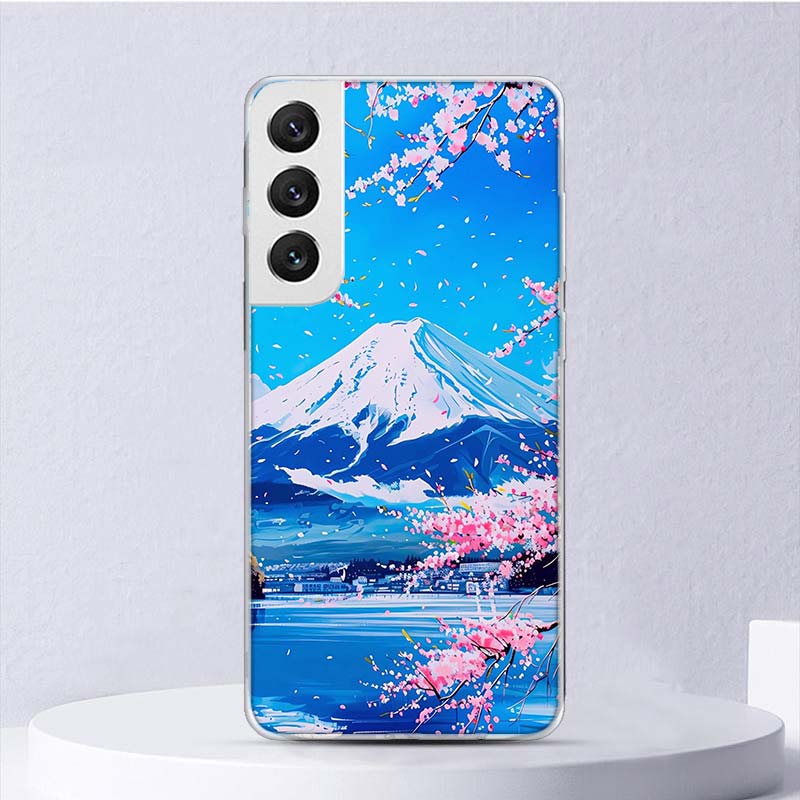 Японская вишня Гора Фудзи Мягкий чехол для Samsung Galaxy S25 S24 S23 S22 Ultra Чехол для телефона S20 FE S21 Plus S25 Edge + Funda Coque