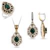 Комплект серебряных украшений с изумрудным камнем, турецкая ручная работа, минималистское подлинное ожерелье-серьга-кольцо, наборы в винтажном стиле, уникальная идея подарка
