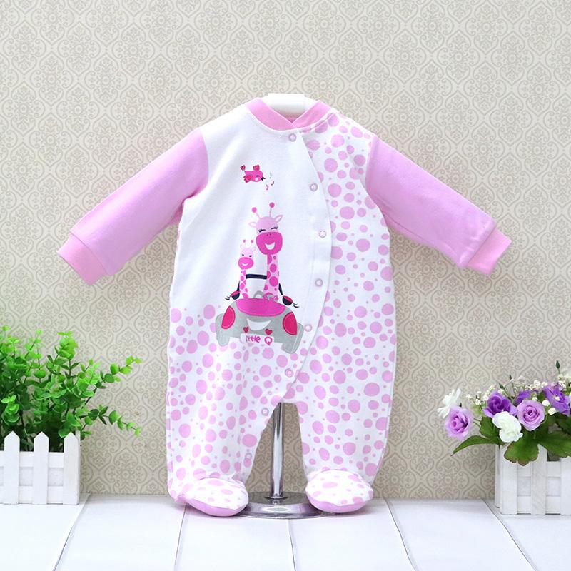 Хлопковый боди с длинным рукавом для малыша с милым животным принтом и горошком для осени и зимы