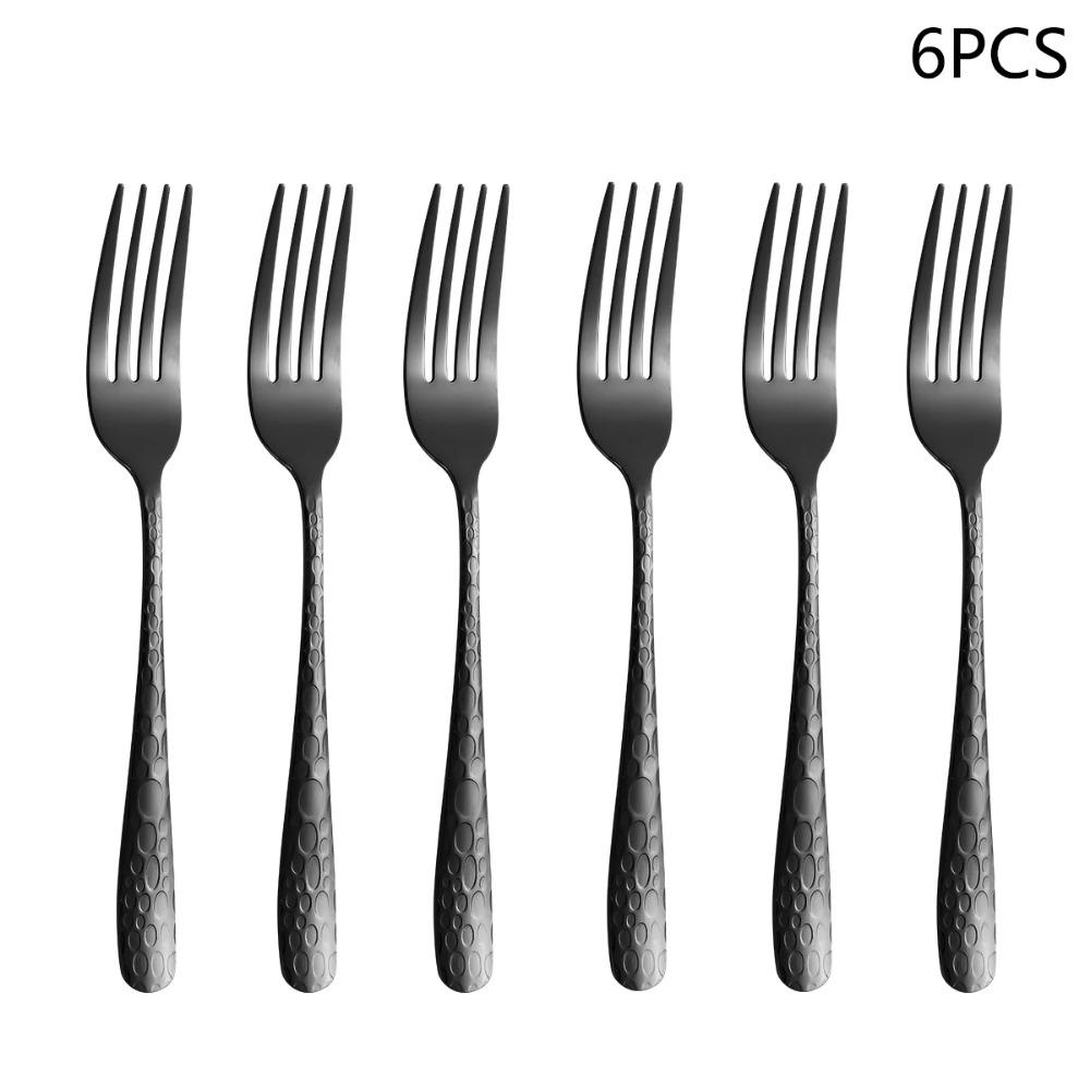 4/6/16/24pcs Black Stainless Steel Cutlery Knife, Fork and Spoon Set Home Kitchen Utensils Holiday Dinner Tableware