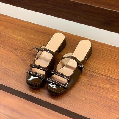 Модные туфли на среднем каблуке женские шлепанцы с бантом и пряжкой, массивная обувь, дизайнерские туфли-слингбэки 2025, модные новые сандалии, летнее платье, туфли женские