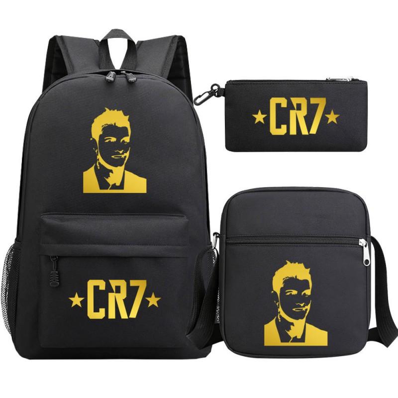 Youth Football Star Print Backpack Set Teens - 3-Piece Unisex Oxford Fabric School Bag With 13 Laptop Compartment