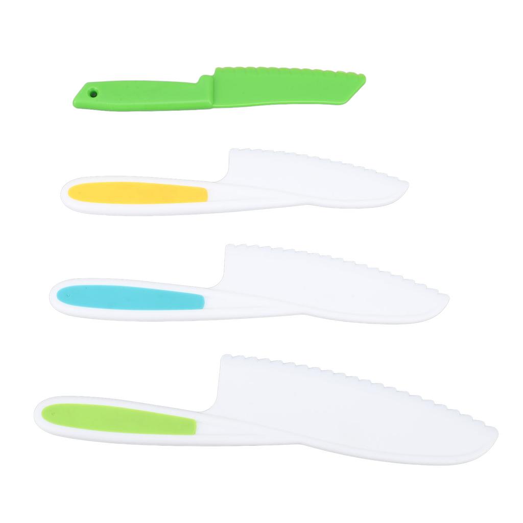 Набор из 4 детских кухонных ножей для резки фруктов и овощей, безопасные зубчатые ножи для домашнего использования