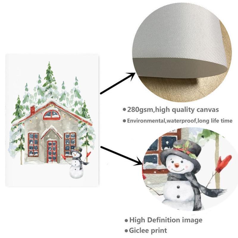 Рождественские праздничные украшения, деревенский дом, лесной олень, лесные постеры и принты, зимняя настенная живопись на холсте, Рождественский декор