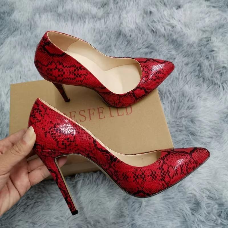 Classic Sexy Pointed Toe High Heels Women Pumps Shoes Faux Snake Print Wedding Party Pattern Shoes