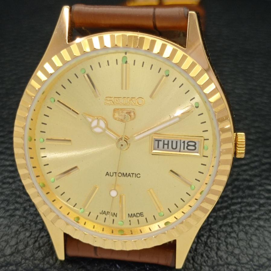 ВОССТАНОВЛЕННЫЕ ВИНТАЖНЫЕ SEIKO 5 AUTO 6309A ЯПОНИЯ МУЖСКИЕ ЗОЛОТЫЕ ЧАСЫ С ЦИФЕРБЛАТОМ a425918-2