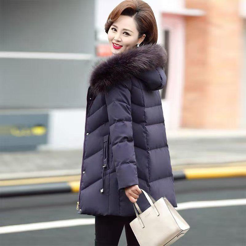 Осенне-зимняя женская пуховая куртка средней длины, модная стеганая куртка среднего и пожилого возраста