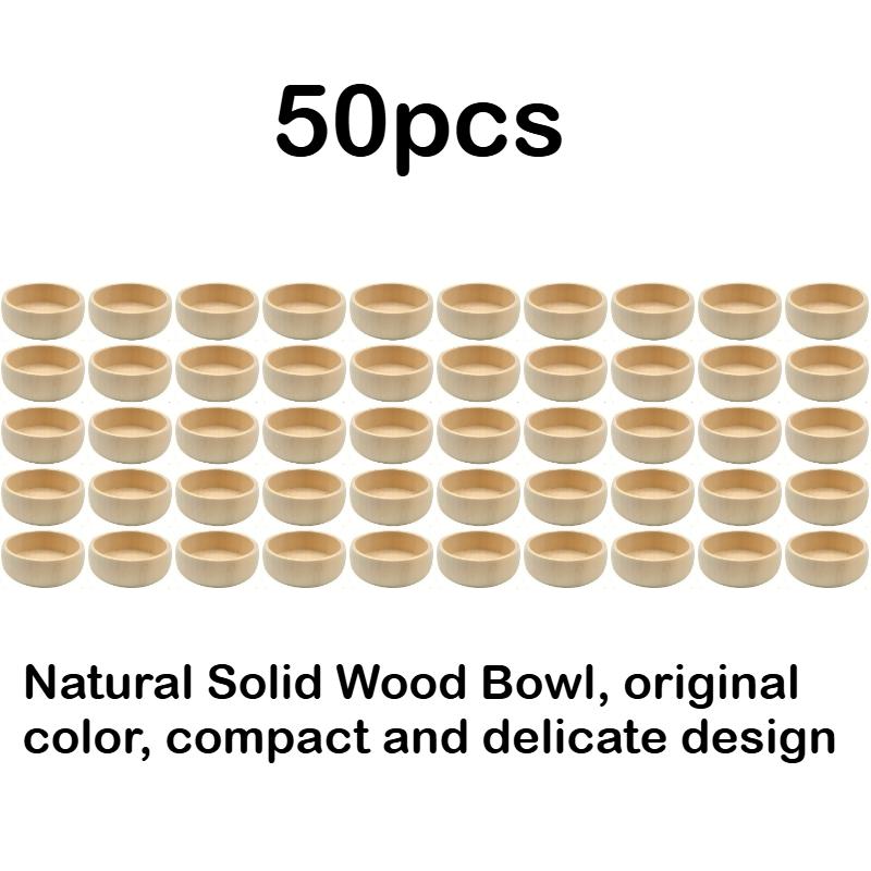 50/100pcs Handmade Wooden Decorative Beads Mini Natural Primary Color Small Wooden Bowl DIY Paint Decor Kitchen Decorative Beads