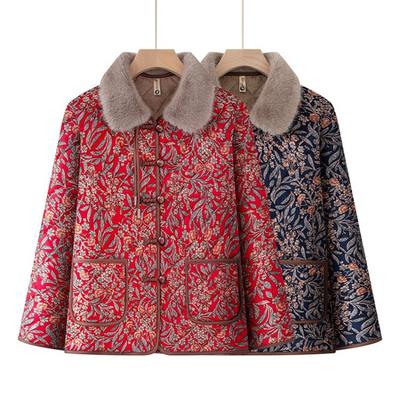 Женская зимняя стеганая куртка, утолщенная куртка, бархатная теплая одежда для пожилой женщины, зимняя стеганая куртка