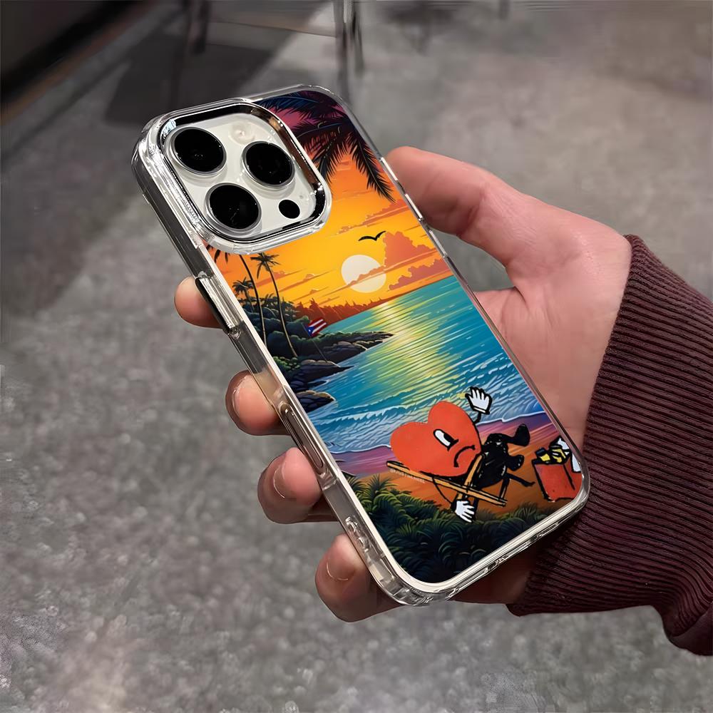 B-Bad B-Bunny Yo Perreo Sola Чехол для телефона для IPhone 17 Air 16 E 15 14 13 12 11 Plus Pro Max Гальванизированный прозрачный мягкий чехол