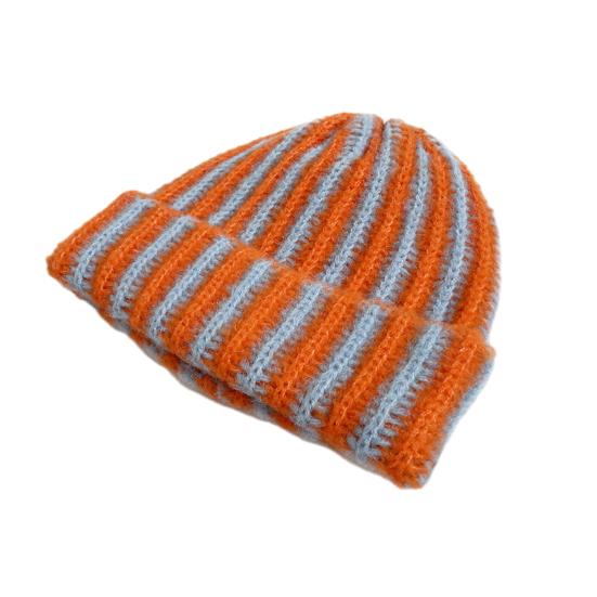 Зимняя вязаная шапка пэчворк цветная в полоску принт мягкая на ощупь дышащая без полей шапка для активного отдыха шапка-пуловер