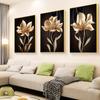 Abstract Black Golden Flower Luxury Poster Nordic Art Plant Leaf Canvas Painting Modern Wall Picture for Living Room Home Decor