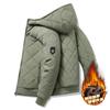 Men's Winter Lightweight Bomber Quilted Jackets With Hood Windbreakers Thicken Full Zip Up Windproof Work Coats for Men Warm Fleece Lined Parka Jacket