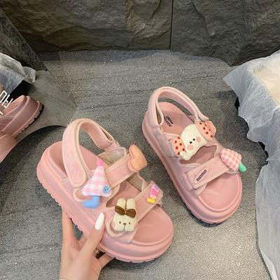 Милые сандалии женские летние новые модные повседневные мягкая подошва не устают ноги толстая подошва увеличивающие рост римские пляжные сандалии