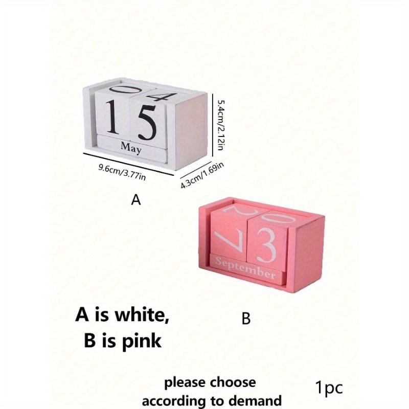 1pc Minimalist Pink & White Diy Wooden Calendar, Desktop Decorative Crafts For High-End Home Decoration Back To School, Back To School