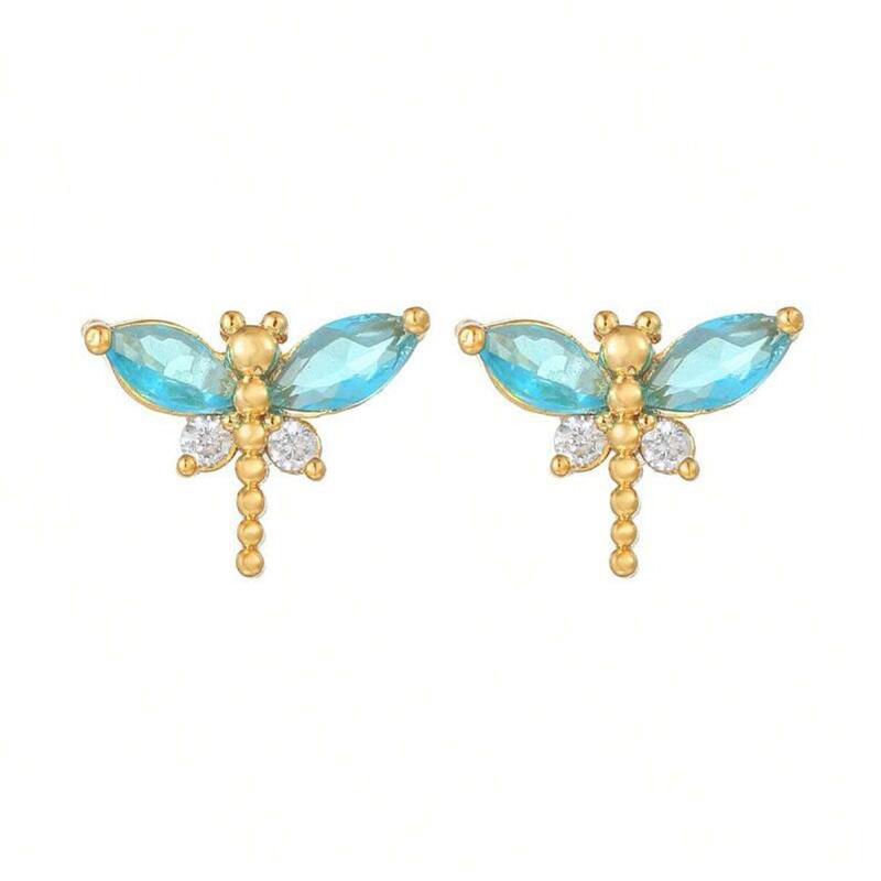 Insect Stud Earrings for Women Zircon Dragonfly Earrings Small Exquisite Design Jewelry Female Simple Accessories Girls Gift Butterfly Stud Earrings