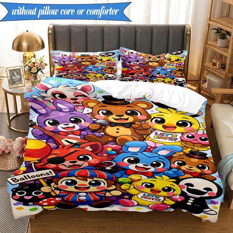 3PCS Five Nights Party Bedding Set,Including 1pc Duvet Cover And 2pcs Pillowcases Perfect for Bedroom, Dormitory, Fan Christmas gift
