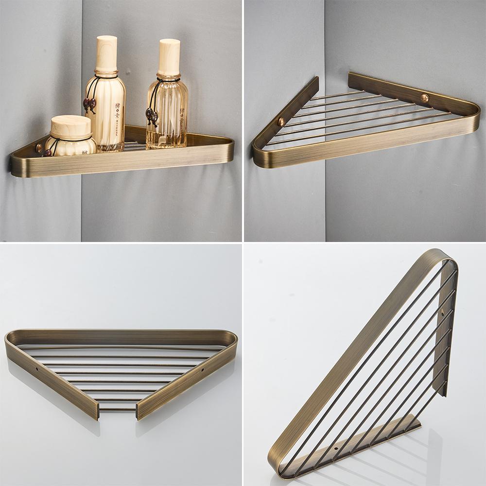 BAKALA Brush gold Полка для ванной комнаты Латунная душевая стойка Треугольная корзина Полка для ванны Душевая кабина Держатель для настенной угловой полки