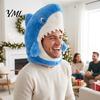 Funny Shark Hat for Parties Mask Adults/Kids, Plush Headgear, Adjustable Costume Hood Halloween Theme Photo Prop Unique Prank Gift Friends