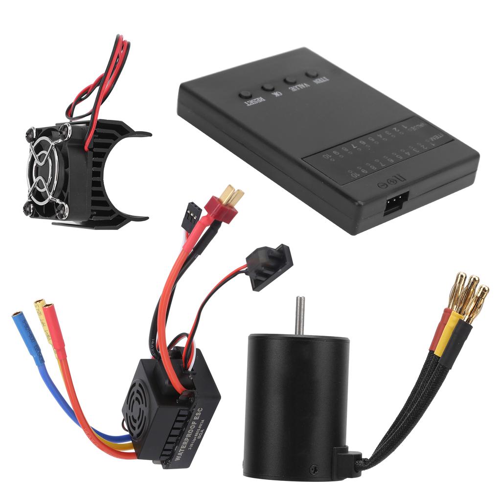 3650 4500KV Brushless Motor 60A ESC Programming Card Heat Sink Combo Set for 18 110 RC Car
