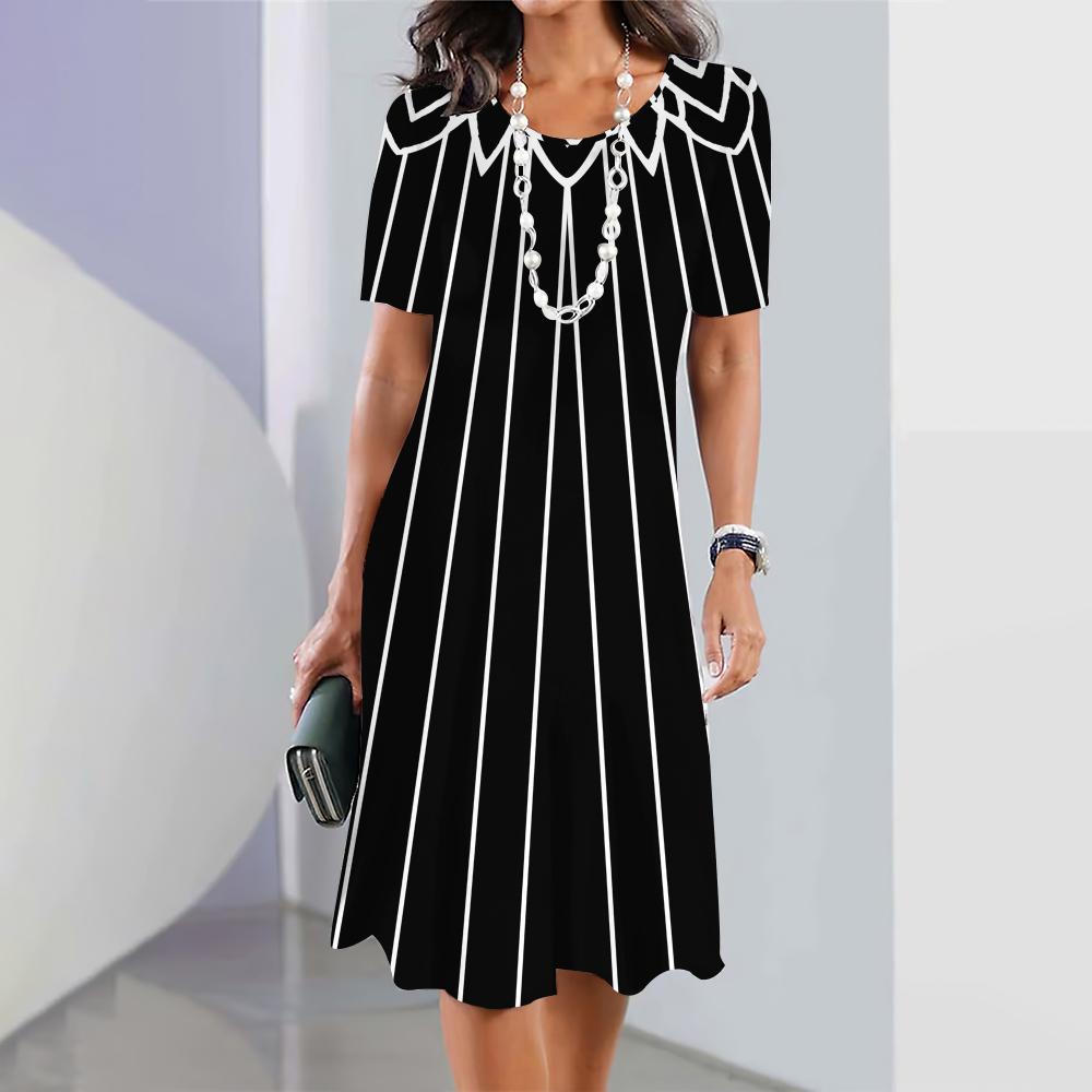 Женские платья 3D Градиент Геометрический принт Короткий рукав Одежда Мода Свободная юбка Летнее Дамское Платье оверсайз для отпуска