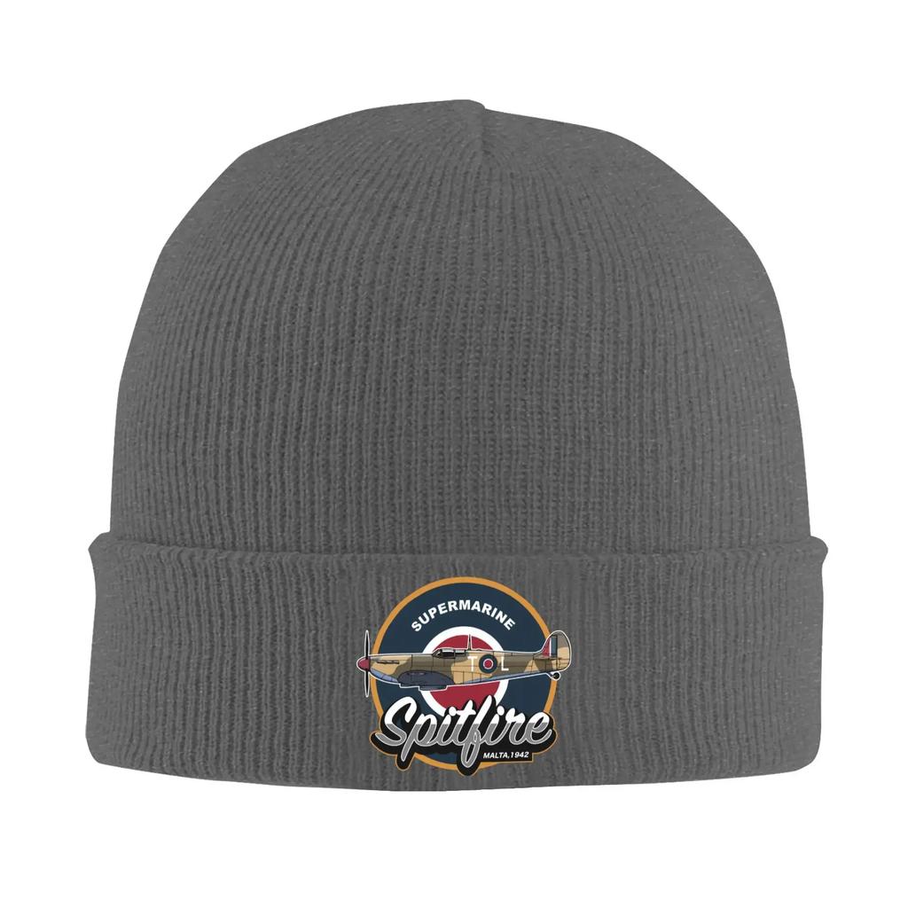 Custom Spitfire Malta Beanie Cap Winter Warm Bonnet Femme Knitted Hat Ski Fighter WW War Pilot Aircraft Skullies Beanies Hat