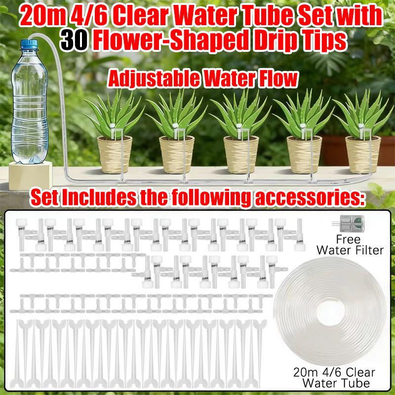 2-20M Garden Drip Irrigation Kit  Adjustable Valve Drip Watering Device 4/7mm Hose  Potted Plant Micro Dripper Greenhouse