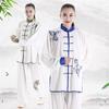 2Pcs/Set Unisex Button Placket Shirt Loose Solid Color Chinese Traditional Tai Chi Suit Kung Fu Wear Men Clothes